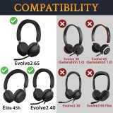 Coussinets de remplacement cuir doux pour Jabra Evolve2 65 / Evolve2 40 / Elite 45h - Noir