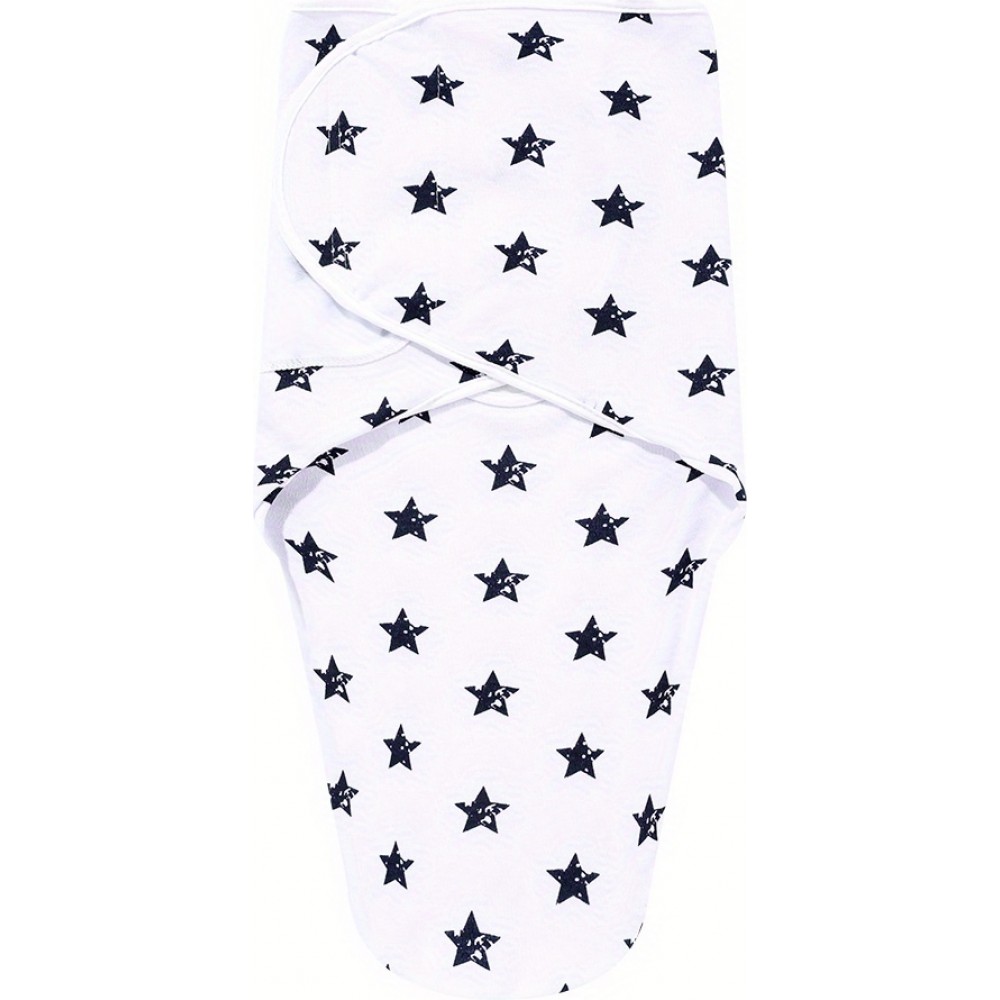 Couverture d'emmaillotage enveloppante pour bébé (0-3 mois) avec scratch velcro - Étoiles