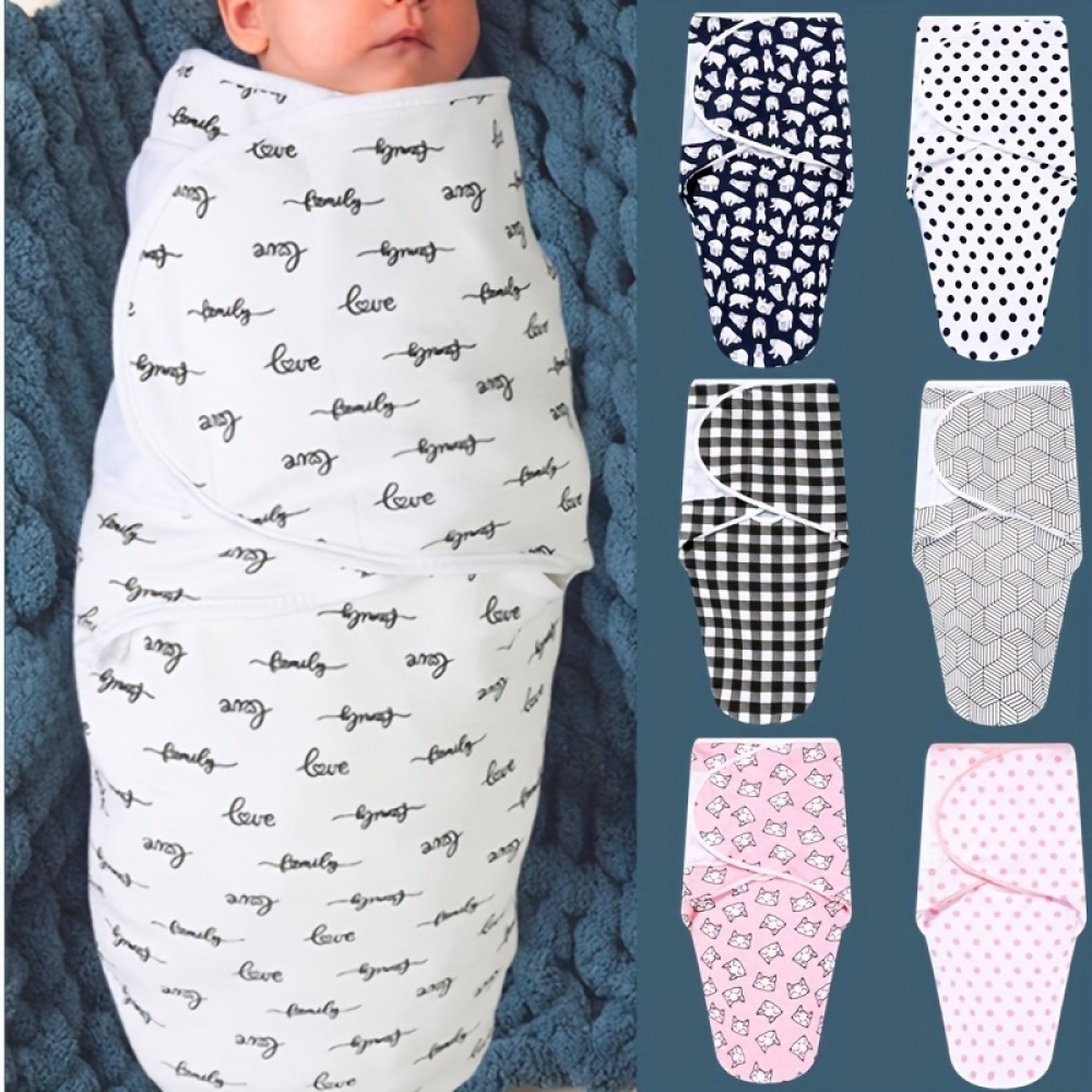Couverture d'emmaillotage enveloppante pour bébé (0-3 mois) avec scratch velcro - Étoiles