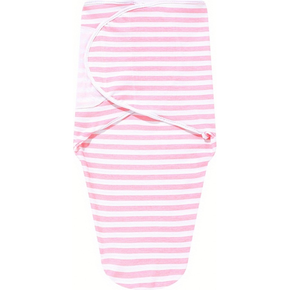 Schlafsack für Neugeborene (0-3 Monate) mit Klettverschluss aus weicher Baumwolle - Rosa Linien