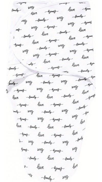 Couverture d'emmaillotage enveloppante sommeil pour bébé (0-3 mois) avec scratch velcro en coton doux - Love