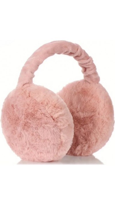 Couvres-oreilles en polyester lavables à la main élastiques douillets pour l'hiver - Rose