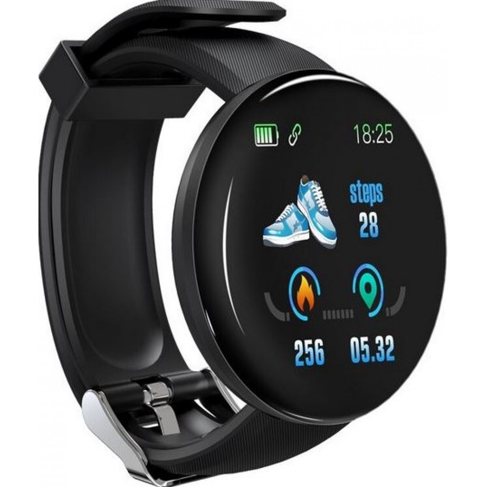 D18 Smart Watch Fitness Tracker Color Touch Screen IP65 inkl. Phone App Schwarz Kaufen auf PhoneLook