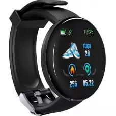 D18 Smart Watch Fitness Tracker Color Touch Screen IP65 inkl. Phone App - Schwarz