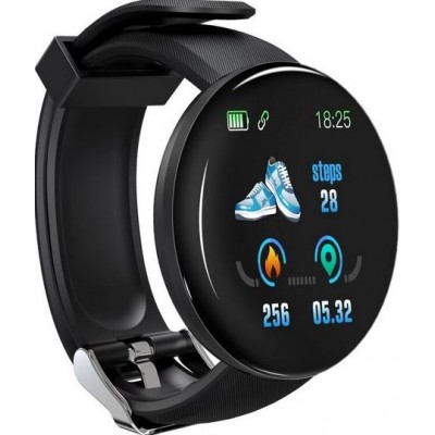 D18 Smart Watch Fitness Tracker couleur écran tactile IP65 incl. Phone App - Noir