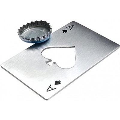 Flacher Aluminium Flaschenöffner im "Ace of spades" Poker Karte Design - Silber