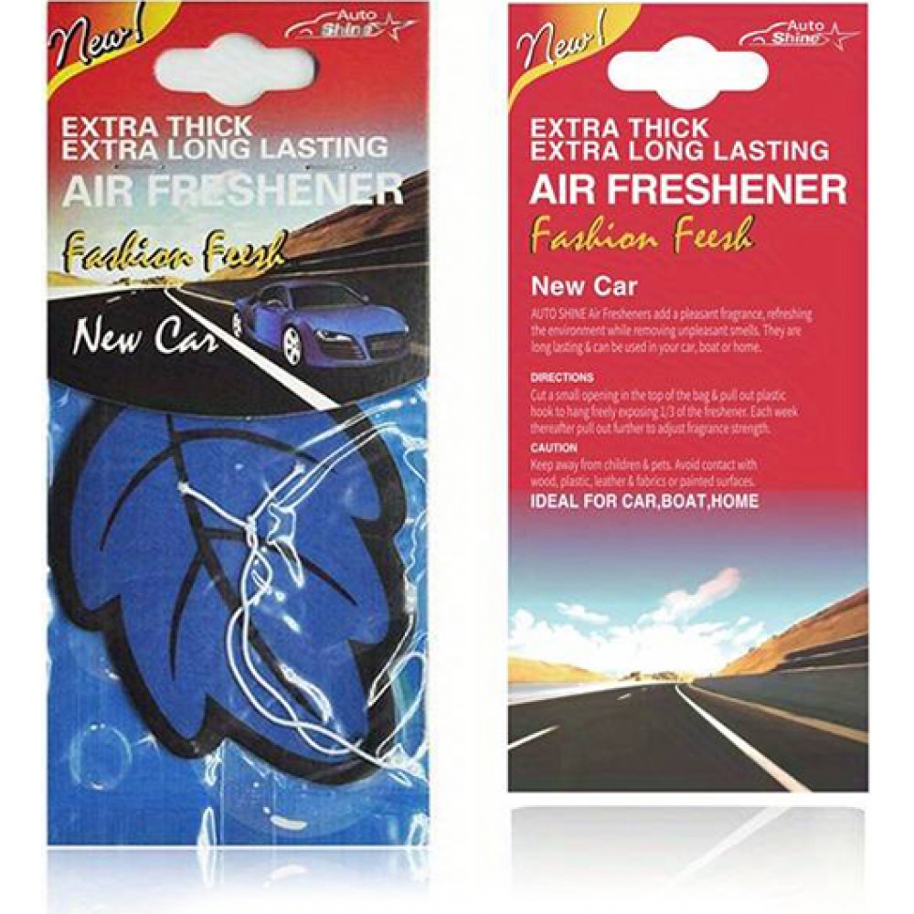 Désodorisant voiture en forme de feuille parfum extra-longue durée - Fragrance New Car - Bleu
