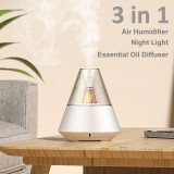 Diffuseur des huiles essentielles 3 en 1 humidificateur & lumière de nuit design volcan + télécommande - Blanc