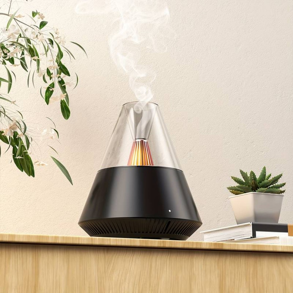 Diffuseur des huiles essentielles 3 en 1 humidificateur & lumière de nuit design volcan + télécommande - Blanc