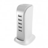 Dudao 5x USB-A multiport tour de charge avec câble d'alimentation CH intégré - Blanc