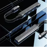 Dudao HUB 4 en 1 USB-C multiport aluminium avec 4x ports USB-A (3x USB2.0 / 1x USB-A 3.0) - Noir