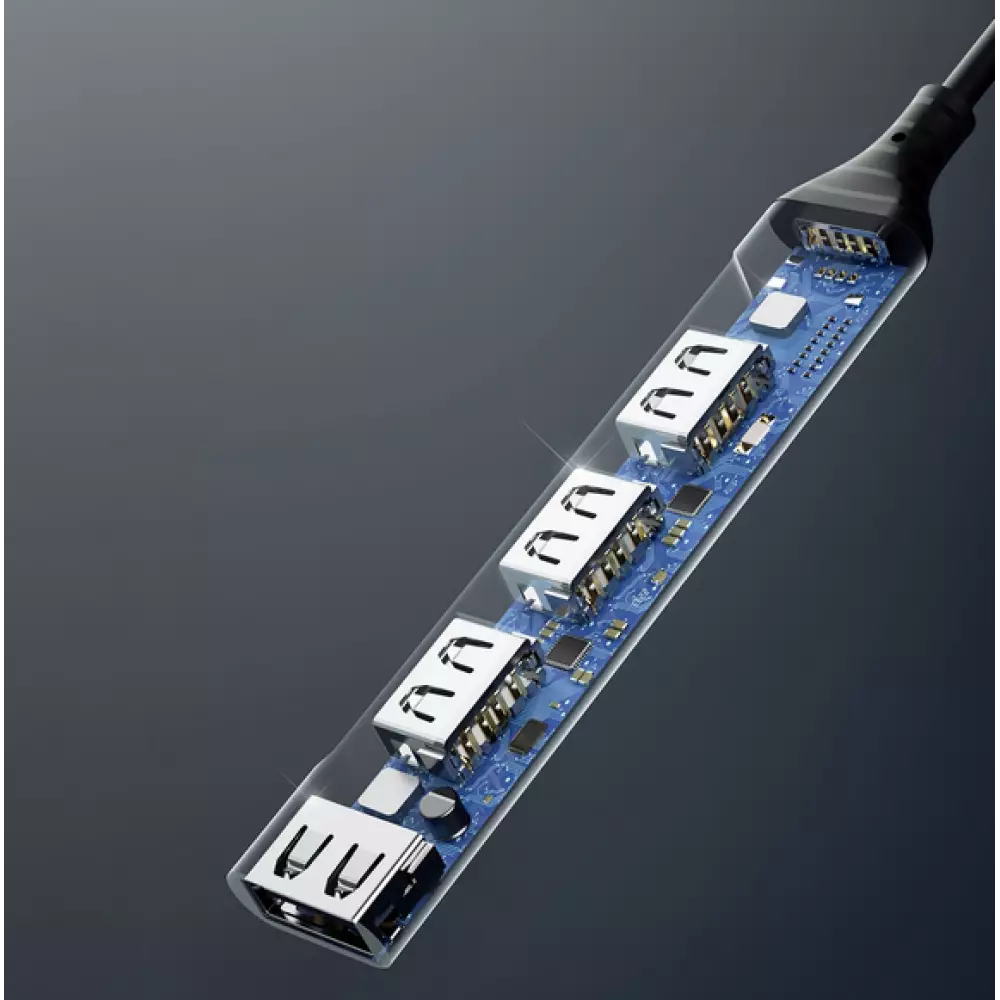 Dudao HUB 4 en 1 USB-C multiport aluminium avec 4x ports USB-A (3x USB2.0 / 1x USB-A 3.0) - Noir