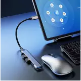 Dudao HUB 4 en 1 USB-C multiport aluminium avec 4x ports USB-A (3x USB2.0 / 1x USB-A 3.0) - Noir