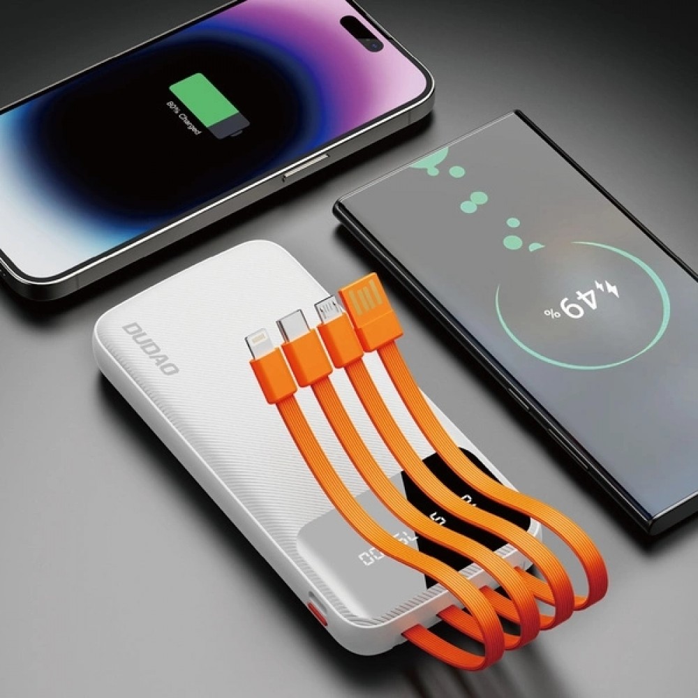 Dudao K6Pro power bank universelle 10000mAh batterie externe (USB + USB-C + Lightning) - Blanc