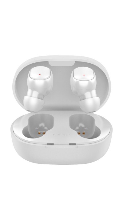 Ecouteurs Bluetooth sans fil A6S - incl. micro, Touch control, étui de charge avec affichage LED - Blanc