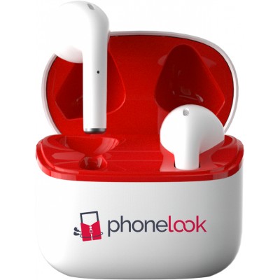 PhoneLook Pods - Ecouteurs sans fil Bluetooth 5.0 - Earpods avec microphone intégré + étui de chargement sans fil - Blanc