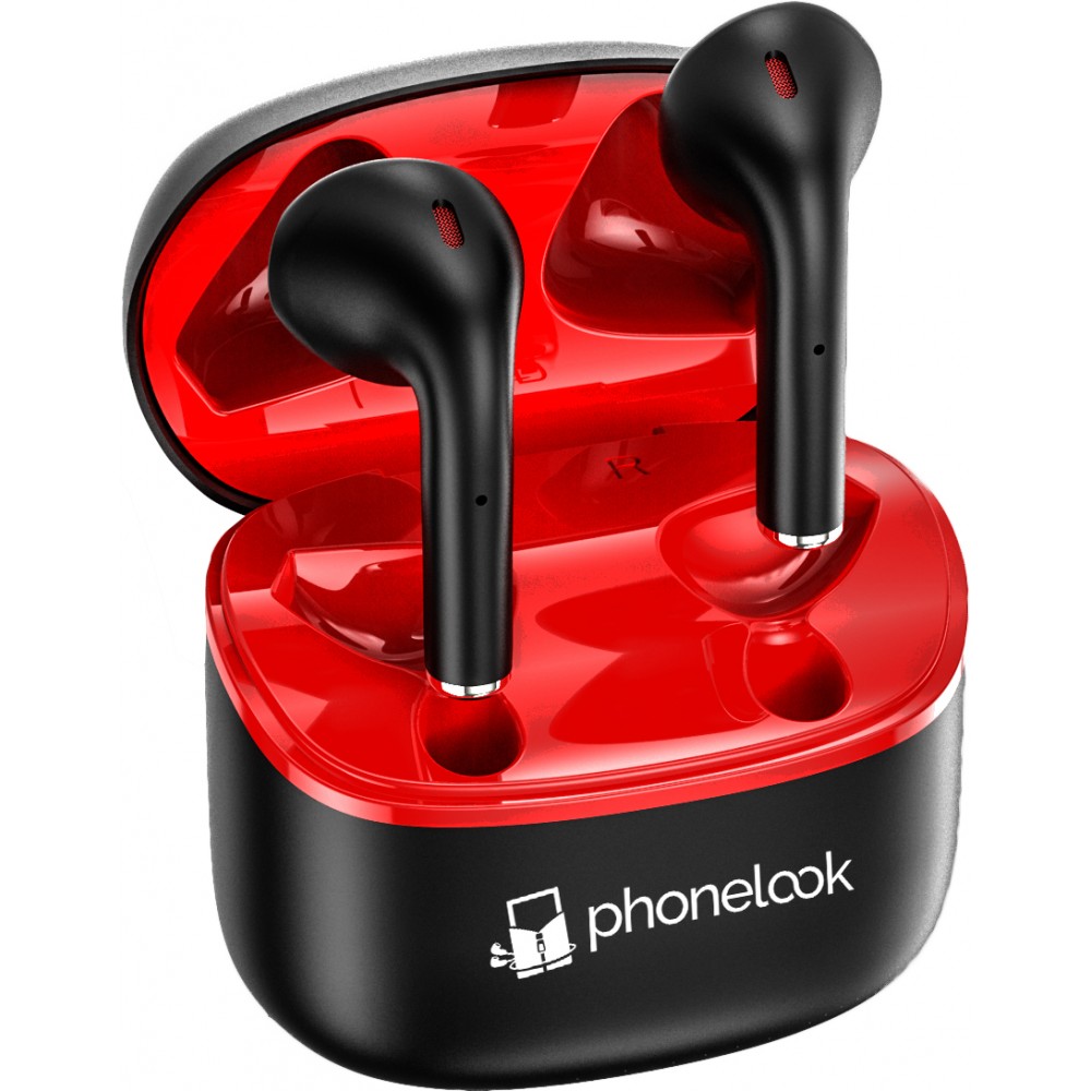 PhoneLook Pods - Ecouteurs sans fil Bluetooth 5.0 - Earpods avec microphone intégré + étui de chargement sans fil - Noir