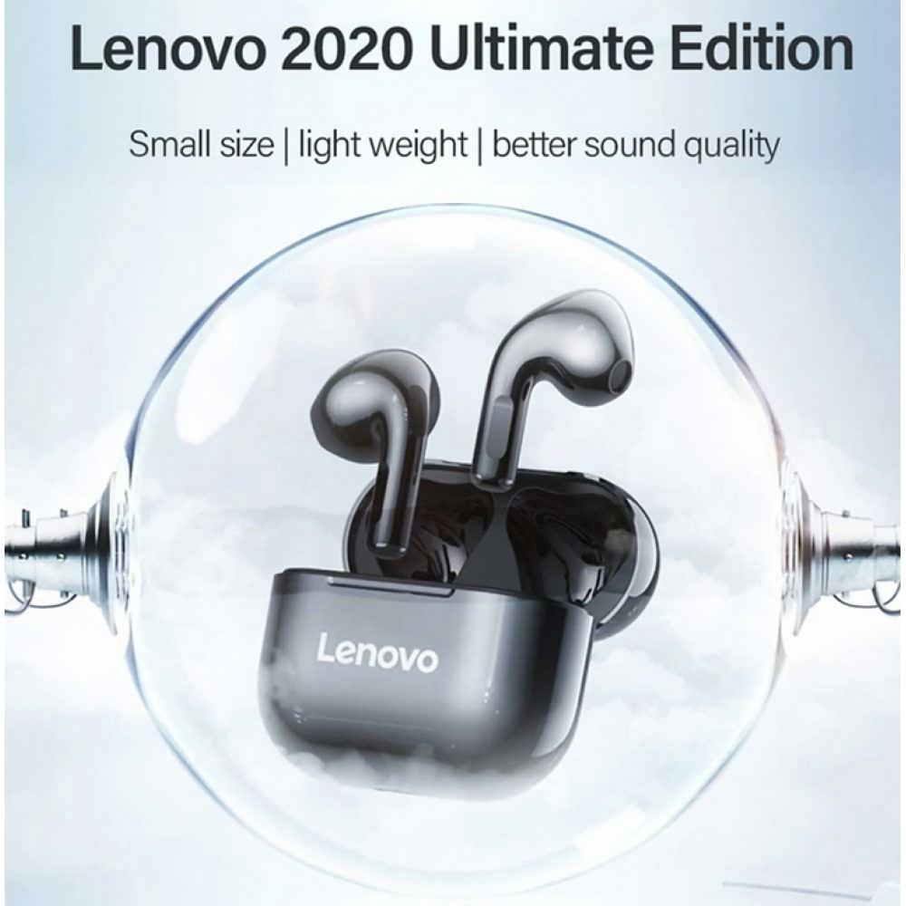 Ecouteurs Lenovo LivePods LP40 sans fil Bluetooth 5.0 wireless earbuds avec USB-C & HD Voice Call - Blanc