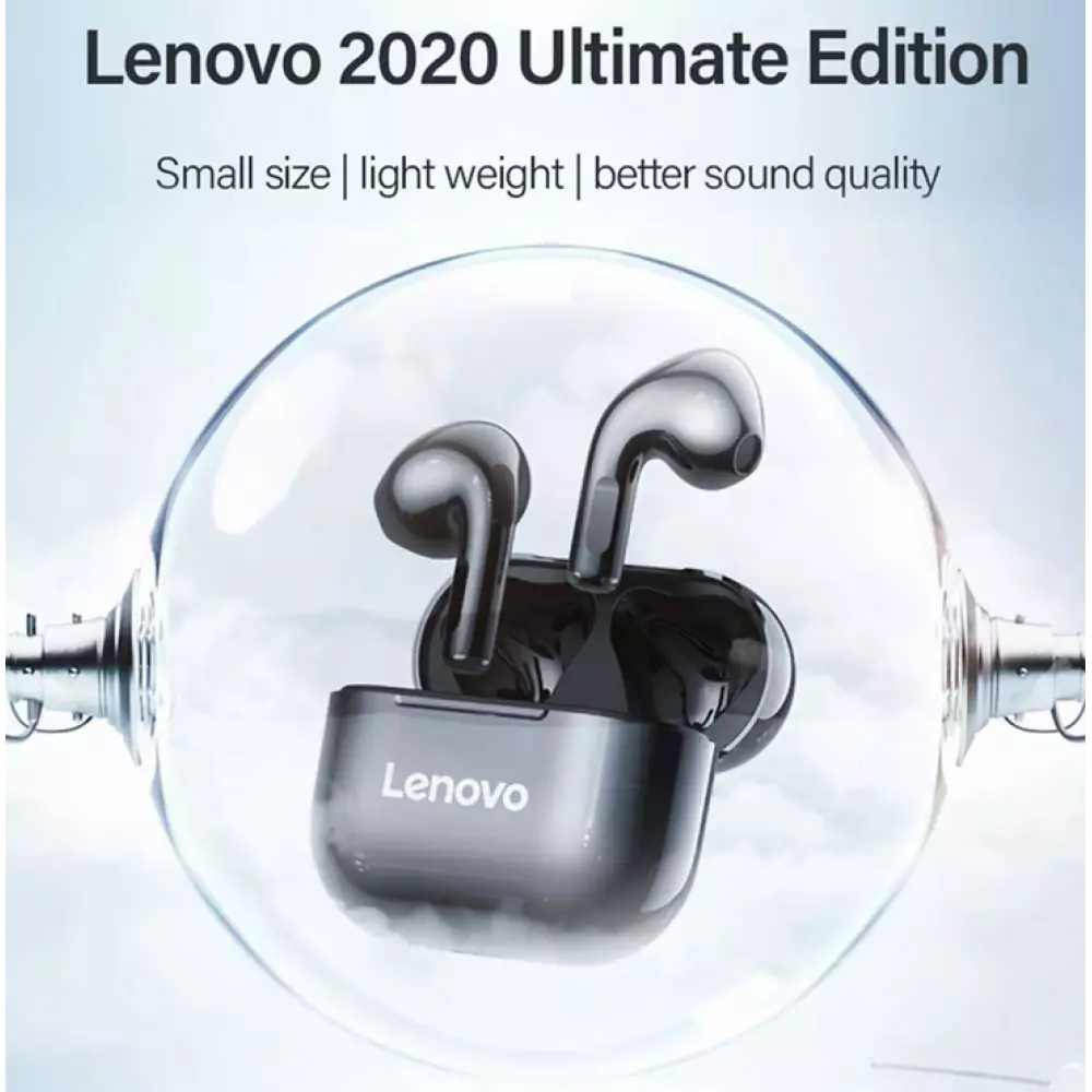 Ecouteurs Lenovo LivePods LP40 sans fil Bluetooth 5.0 wireless earbuds avec USB-C & HD Voice Call - Noir