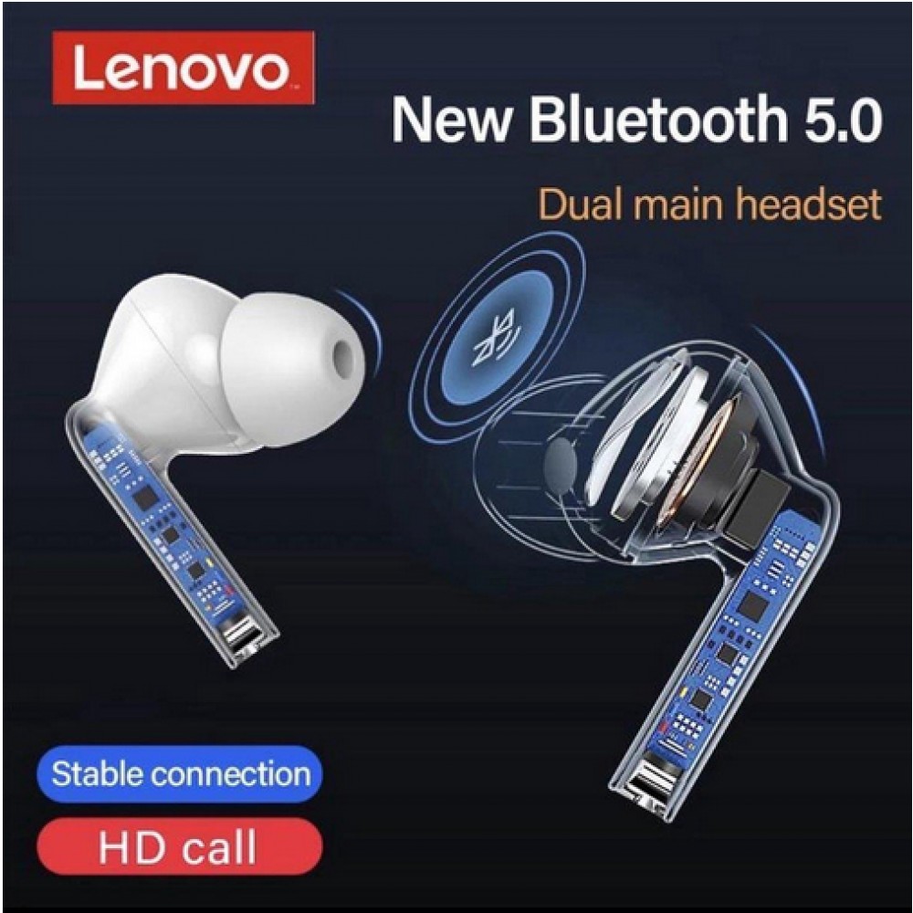 Ecouteurs Lenovo LivePods XT90 sans fil Bluetooth 5.0 wireless earbuds avec USB-C & HD Voice Call - Blanc