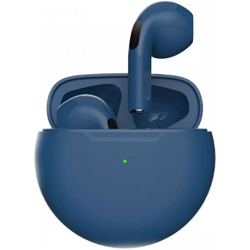 Bluetooth 5.0 Kopfhörer Pro 6 Super Bass wireless Earbuds rundes Design - Blau