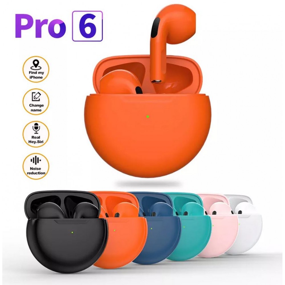 Bluetooth 5.0 Kopfhörer Pro 6 Super Bass wireless Earbuds rundes Design - Rosa