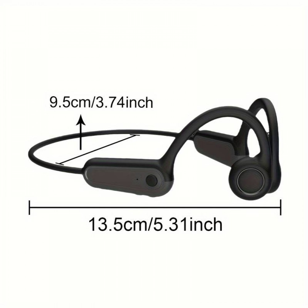 Stylische kabellose Bluetooth-Knochenleitungs-Kopfhörer für Sport - Laufen - Radfahren - Fitness - Schwarz