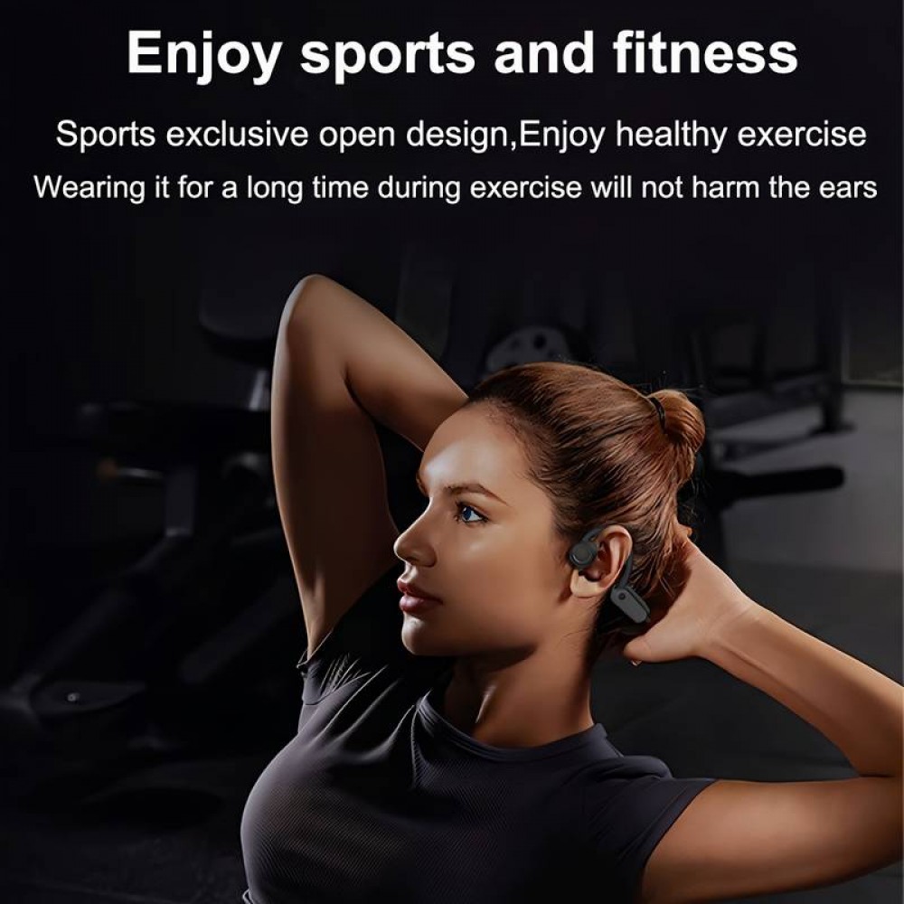 Stylische kabellose Bluetooth-Knochenleitungs-Kopfhörer für Sport - Laufen - Radfahren - Fitness - Schwarz