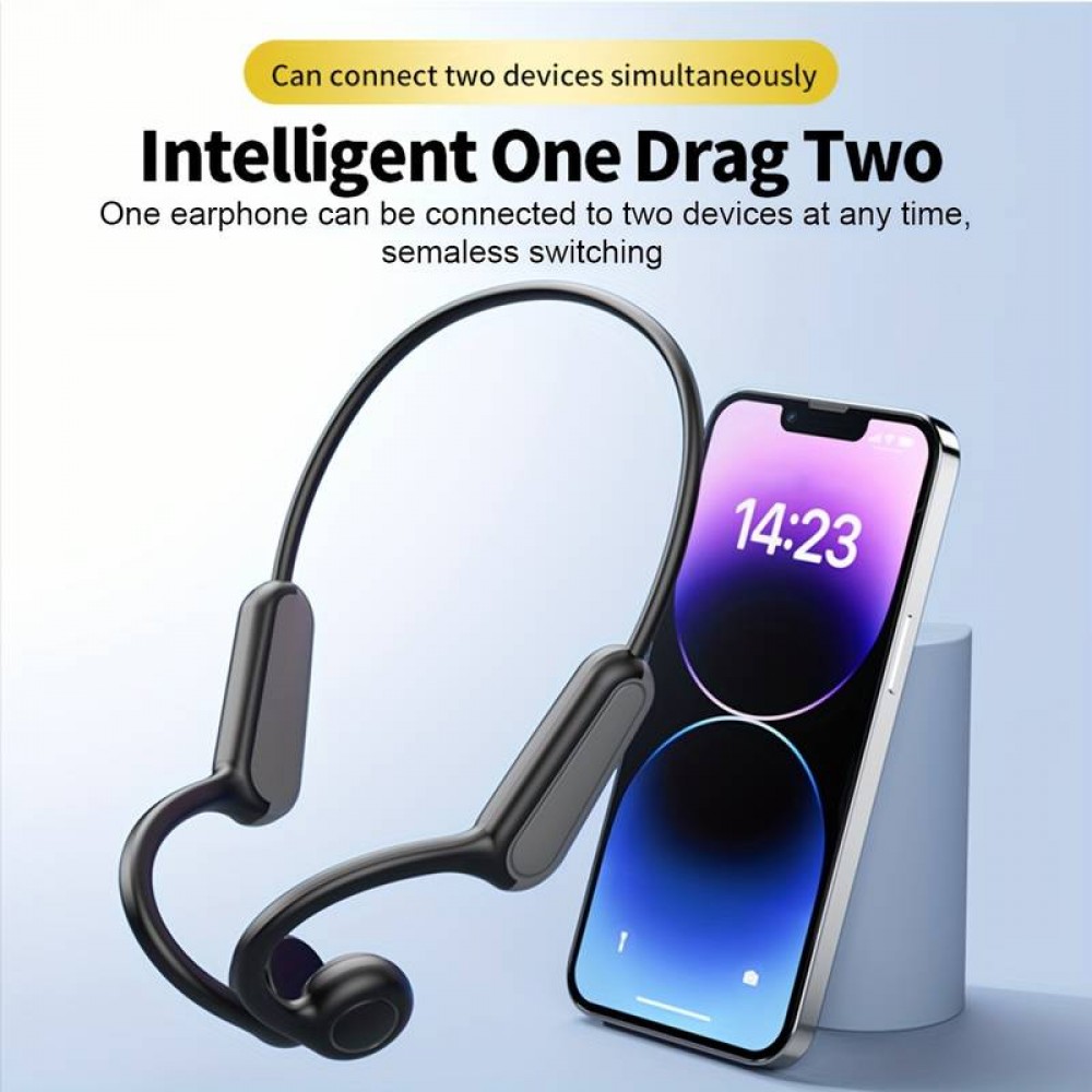 Ecouteurs a conduction osseuse Bluetooth sans fil veritable pour le sport running velo fitness Noir Acheter sur PhoneLook