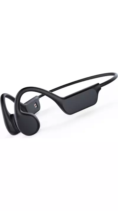Écouteurs conduction osseuse sans fil Bluetooth 5.4 pour sport et natation (waterproof) avec mémoire intégrée (32 Go) pour musique - Noir