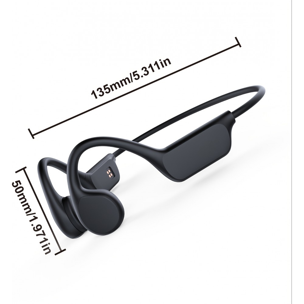Bluetooth 5.4 Wasserdichte kabellose Knochenleitungs-Kopfhörer für Sport und Schwimmen mit 32 GB integrierter Musik-Speicher - Schwarz