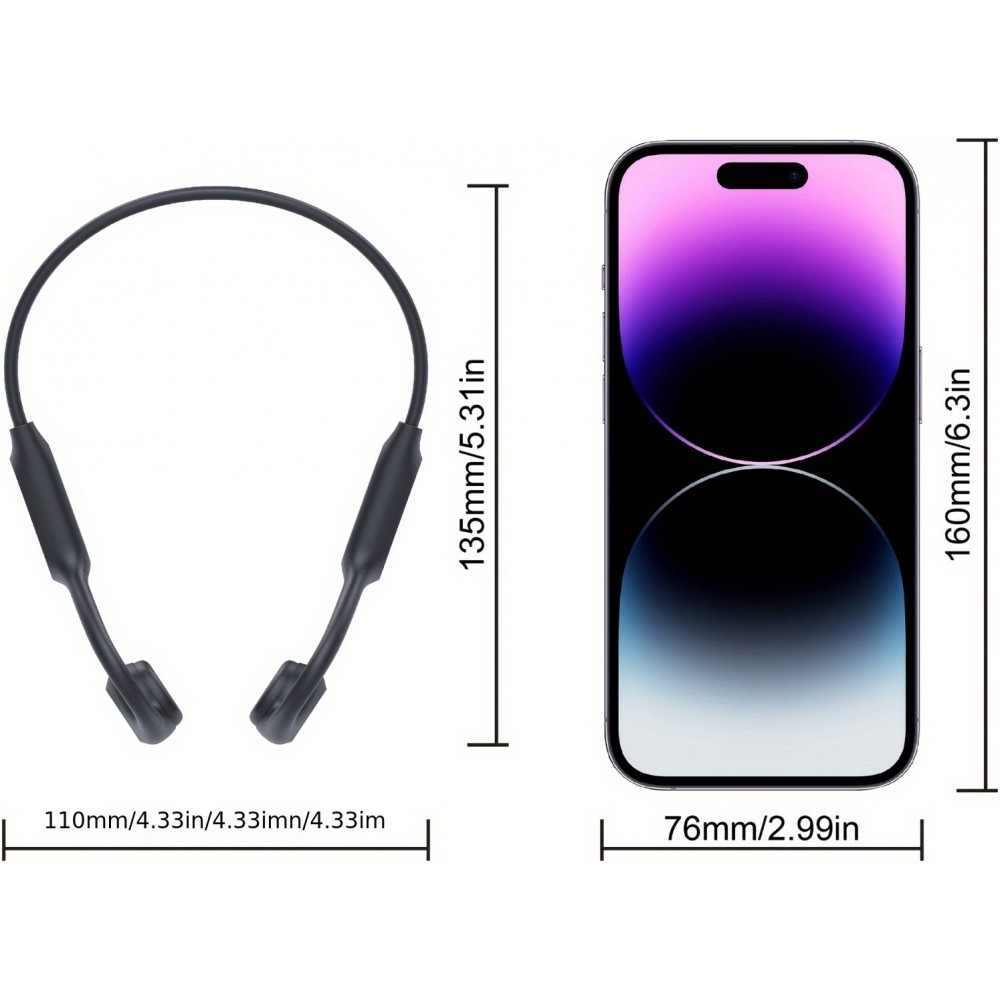 Bluetooth 5.4 Wasserdichte kabellose Knochenleitungs-Kopfhörer für Sport und Schwimmen mit 32 GB integrierter Musik-Speicher - Schwarz