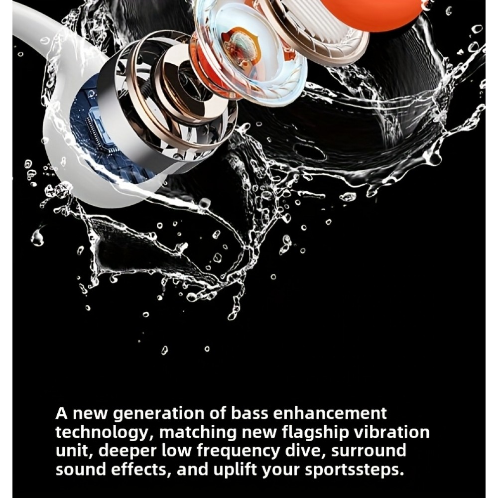 Bluetooth 5.4 Wasserdichte kabellose Knochenleitungs-Kopfhörer für Sport und Schwimmen mit 32 GB integrierter Musik-Speicher - Schwarz