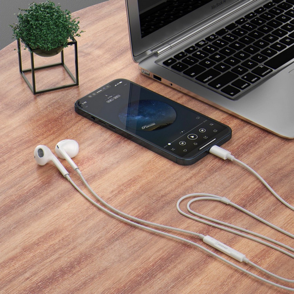 Ecouteurs in-ear avec connexion Lightning iPhone (iPhone 14 et plus ancien) Dudao - Blanc