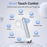 Bluetooth 5.3 In-Ear kabellose Kopfhörer - Ladeetui mit digitaler Batterie Anzeige, USB Type C - Weiss