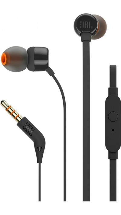 Écouteurs intra-auriculaires JBL Tune 110 avec mini jack 3.5mm et télécommande - Noir