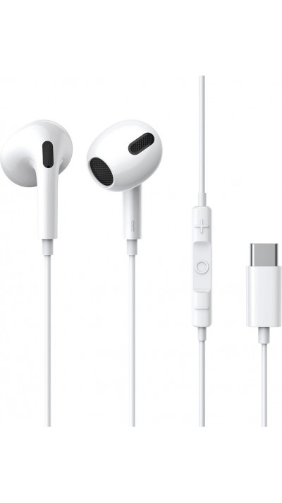 Écouteurs intra-auriculaires filaires Baseus Encok C17 avec microphone USB Type-C pour audio haute qualité - Blanc