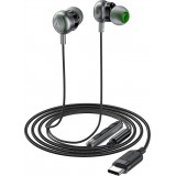 Acefast L5 USB-C In-Ear Kopfhörer 1,2m mit Silikon-Ohrstöpseln - Schwarz
