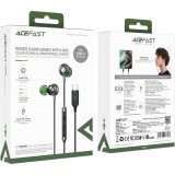 Acefast L5 USB-C In-Ear Kopfhörer 1,2m mit Silikon-Ohrstöpseln - Schwarz