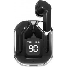 Ecouteurs sans fil Bluetooth 5.3 Crystal Pods TWS In-Ear transparents + affichage LED - Noir