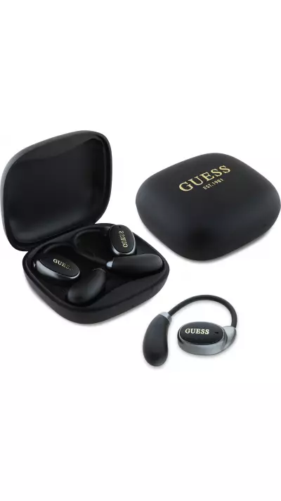 Ecouteurs sans fil Bluetooth Guess OWS à conduction osseuse satin soft touch - Noir