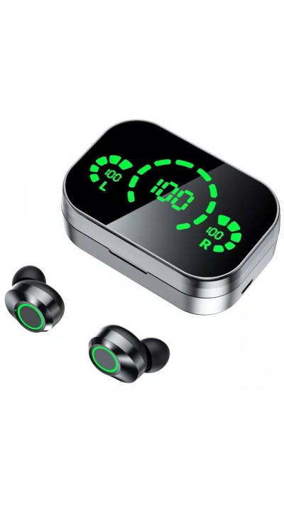 Ecouteurs sans fil Bluetooth In-Ear YD03 BT 5.3 Hifi stéréo LED avec étui de chargement - Argent
