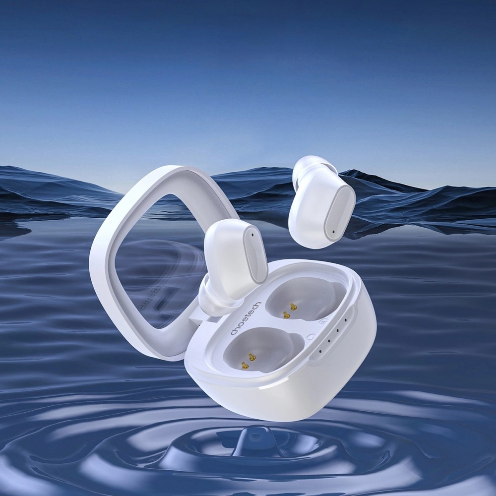 Écouteurs sans fil TWS Bluetooth 5.3 Choetech haute qualité audio avec boîte de chargement - Blanc