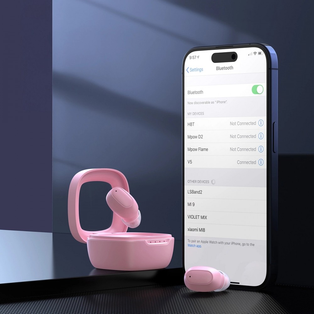Choetech Kabellose Kopfhörer TWS Bluetooth 5.3 mit Ladebox - Hochleistungs-Audio - Rosa