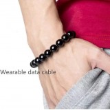 Elegantes Perlen Armband 2 in 1 Ladekabel mit integriertem USB-C Anschluss - Violett