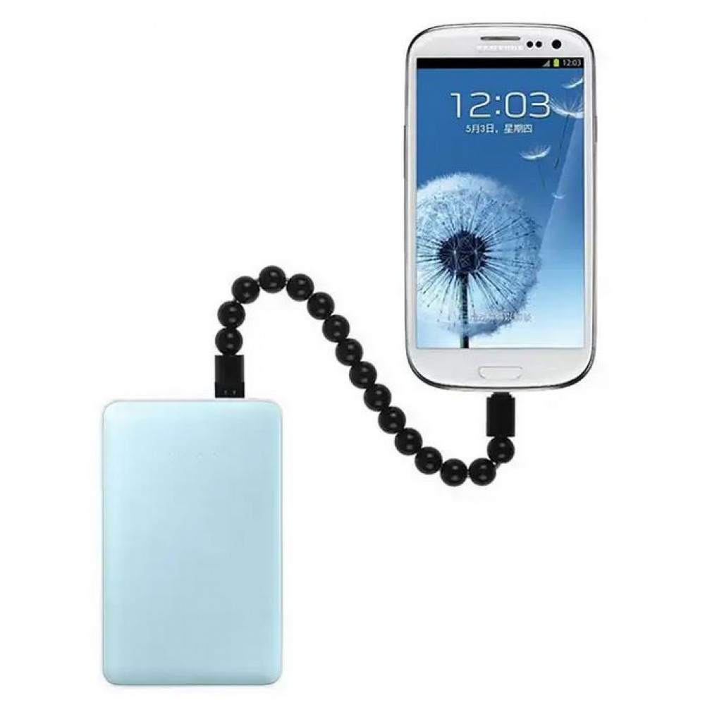 Elegantes Perlen Armband 2 in 1 Ladekabel mit integriertem USB-C Anschluss - Violett