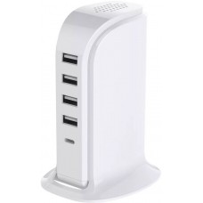 Eleganter USB Multistecker 20W Charging Tower mit Qualcomm QC 3.0 - Weiss