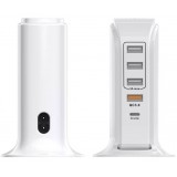 Eleganter USB Multistecker 20W Charging Tower mit Qualcomm QC 3.0 - Weiss