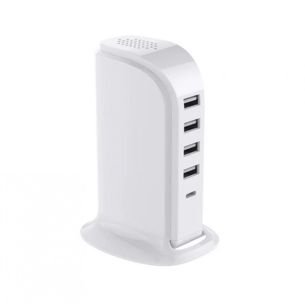 Eleganter USB Multistecker 20W Charging Tower mit Qualcomm QC 3.0 - Weiss