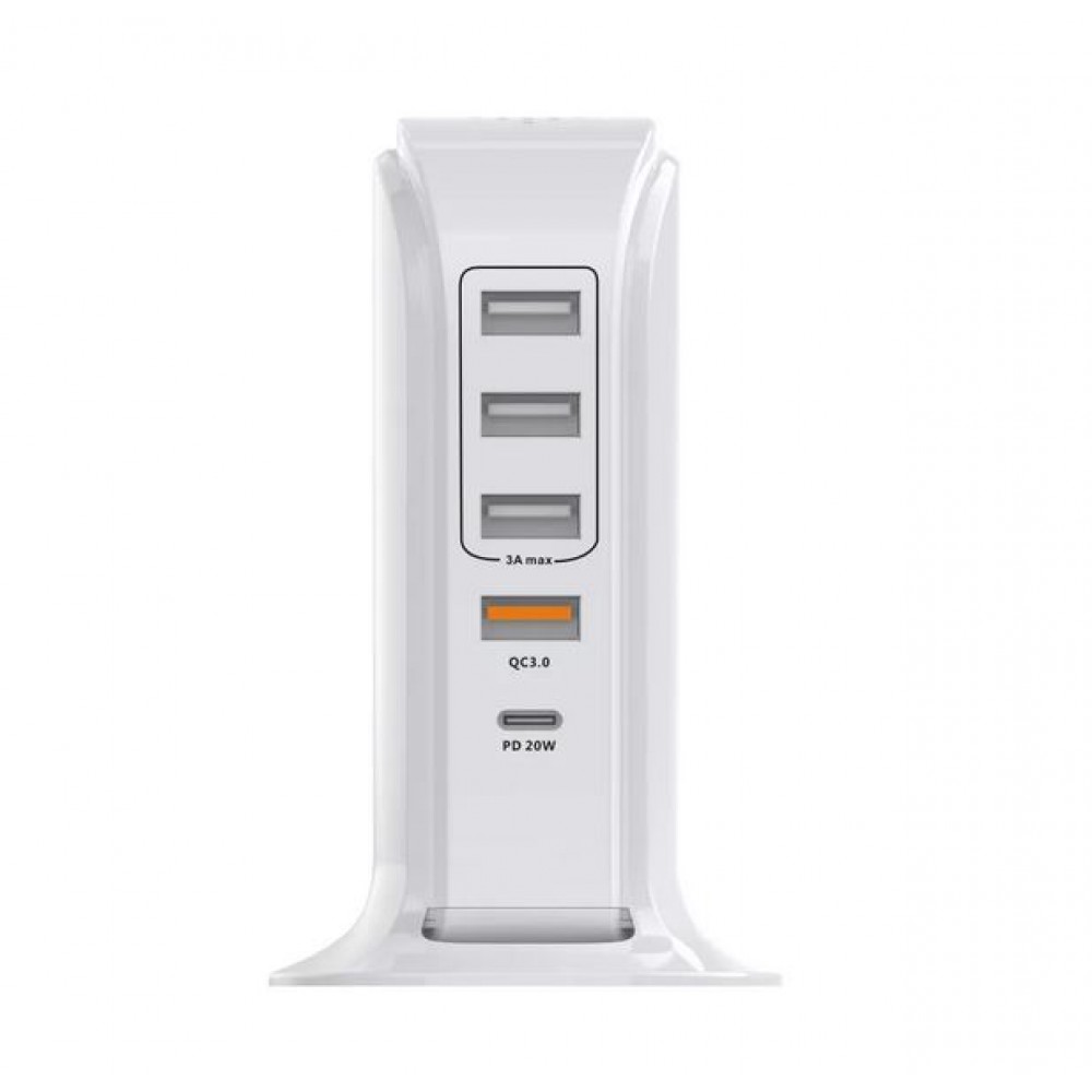 Eleganter USB Multistecker 20W Charging Tower mit Qualcomm QC 3.0 - Weiss